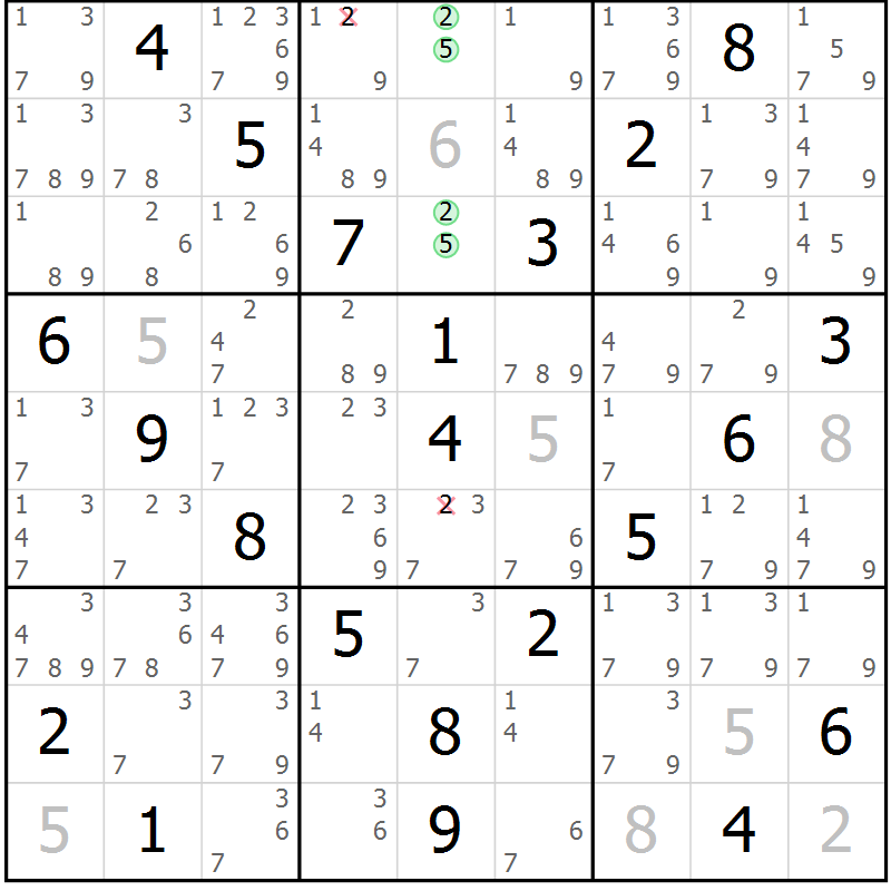 Position des candidats pour la solution de la Gr 28 page 31 du magazine de sudoku Virtuose n° 116