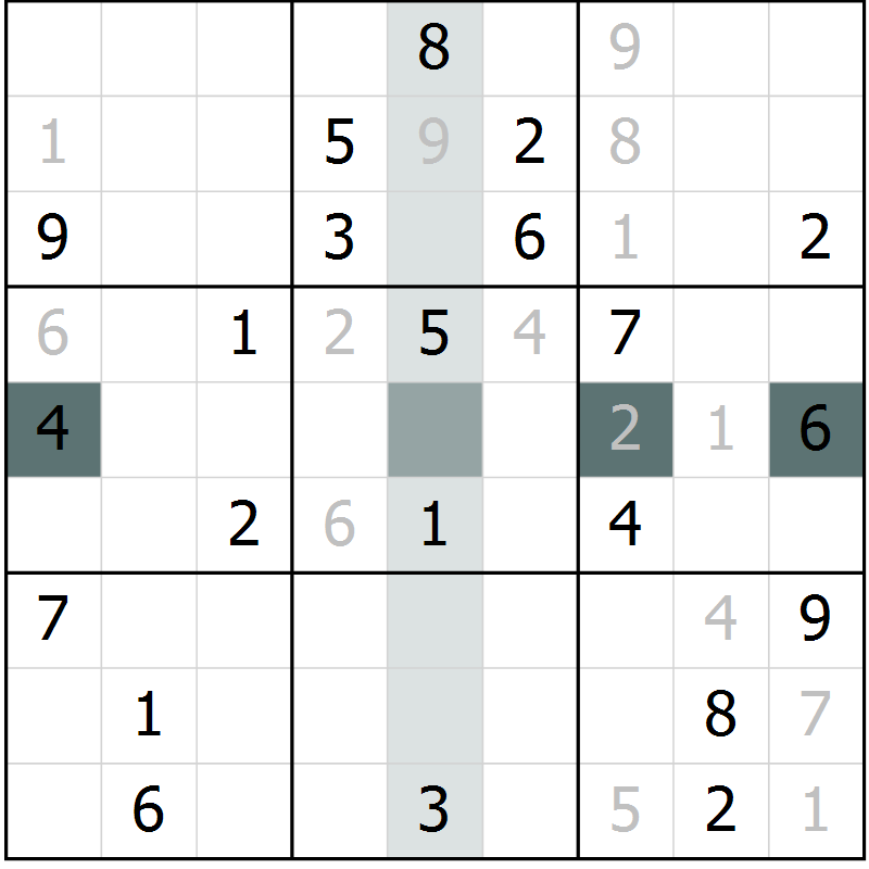 Position des candidats pour la solution de la Gr 3 page 6 du magazine de sudoku Virtuose n° 116