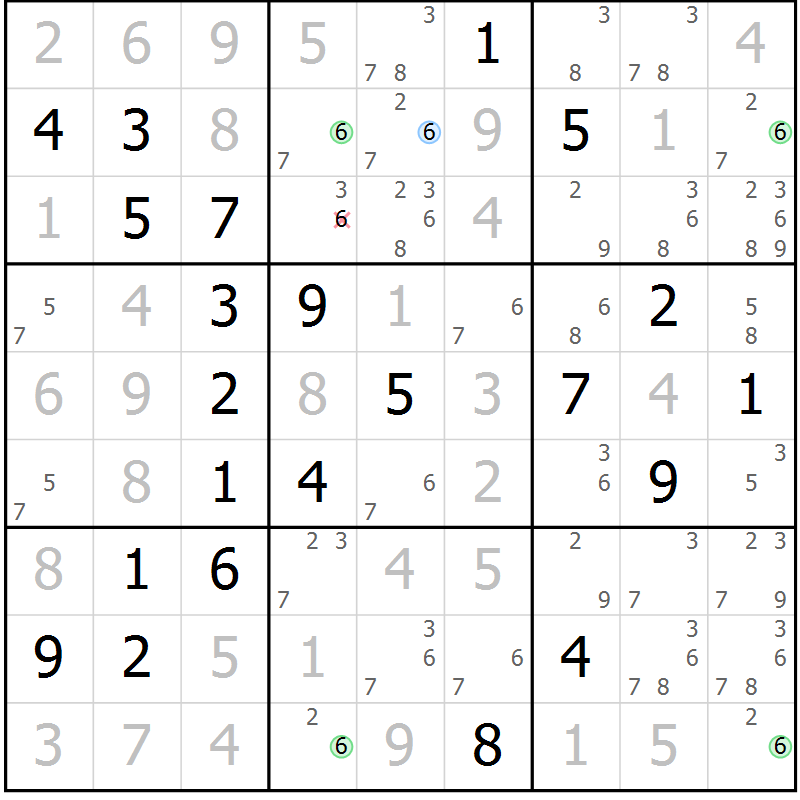Position des candidats pour la solution de la Gr 30 page 33 du magazine de sudoku Virtuose n° 116