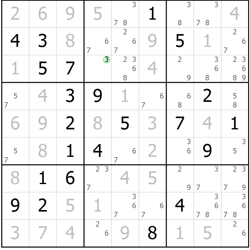 Position des candidats pour la solution de la Gr 30 page 33 du magazine de sudoku Virtuose n° 116