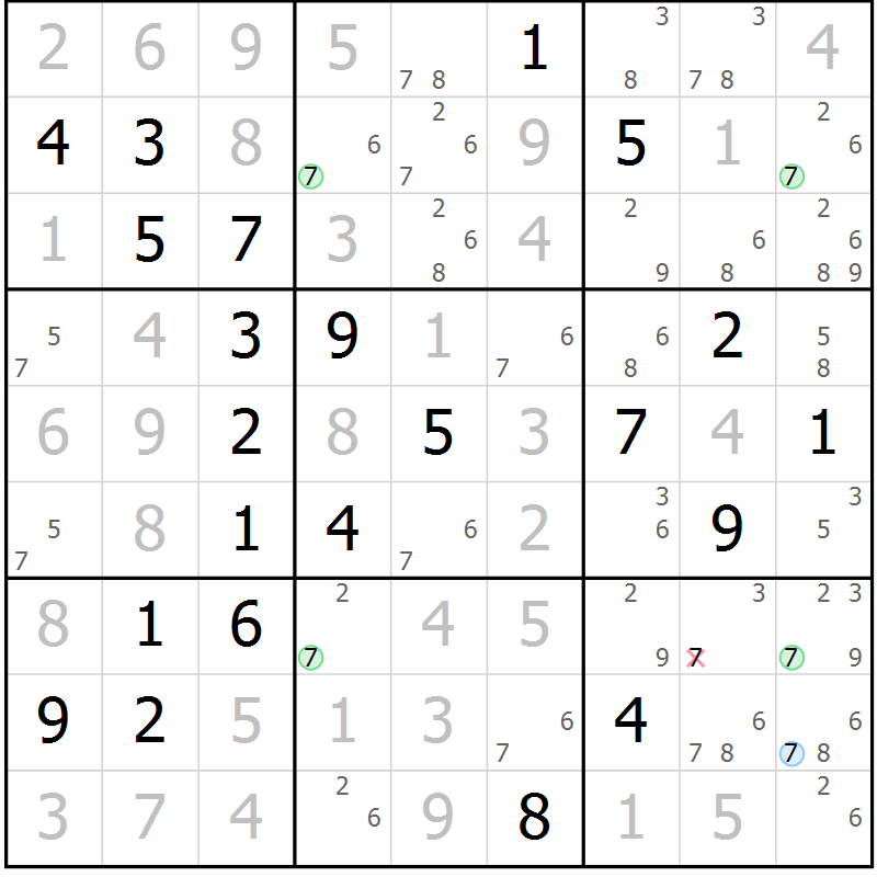 Position des candidats pour la solution de la Gr 30 page 33 du magazine de sudoku Virtuose n° 116