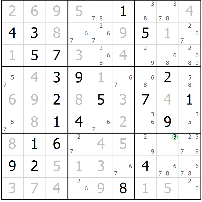 Position des candidats pour la solution de la Gr 30 page 33 du magazine de sudoku Virtuose n° 116