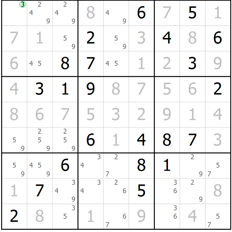Position des candidats pour la solution de la Gr 31 page 34 du magazine de sudoku Virtuose n° 116