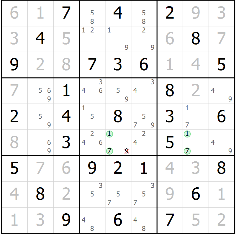 Position des candidats pour la solution de la Gr 32 page 35 du magazine de sudoku Virtuose n° 116