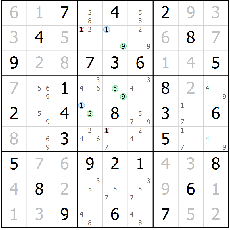 Position des candidats pour la solution de la Gr 32 page 35 du magazine de sudoku Virtuose n° 116