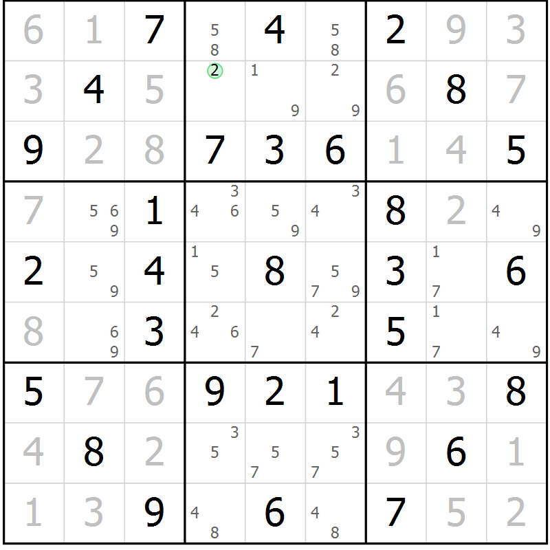 Position des candidats pour la solution de la Gr 32 page 35 du magazine de sudoku Virtuose n° 116