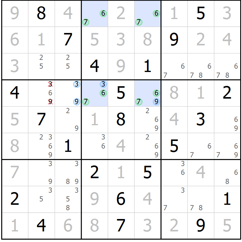 Position des candidats pour la solution de la Gr 34 page 37 du magazine de sudoku Virtuose n° 116