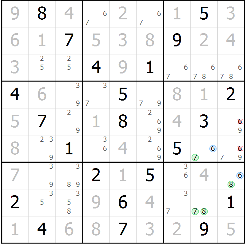 Position des candidats pour la solution de la Gr 34 page 37 du magazine de sudoku Virtuose n° 116