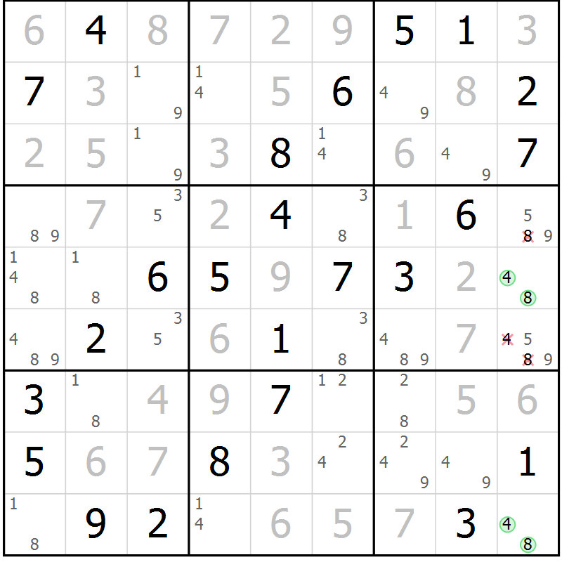Position des candidats pour la solution de la Gr 35 page 38 du magazine de sudoku Virtuose n° 116