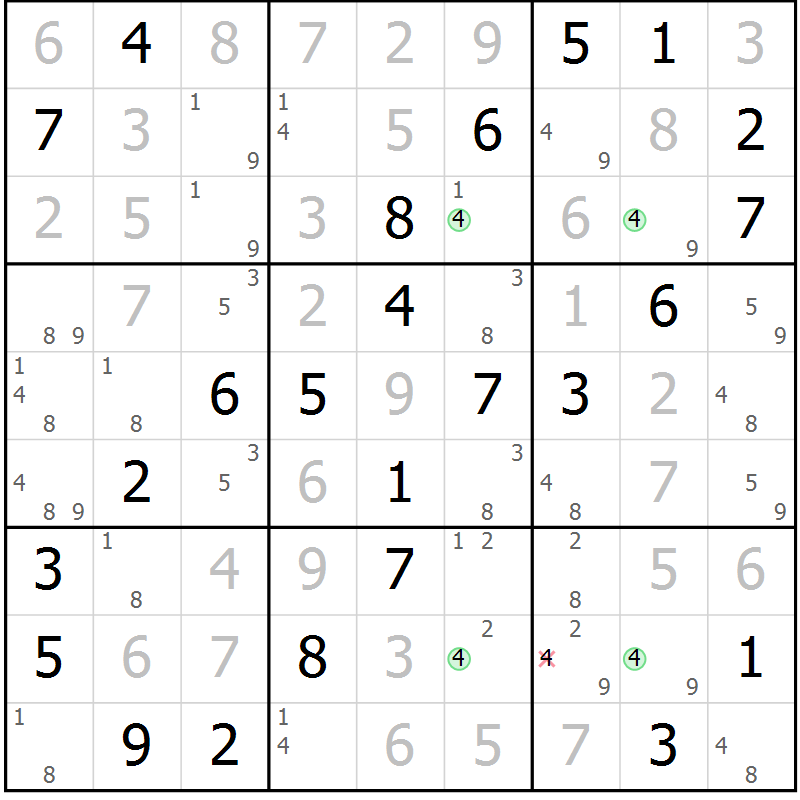 Position des candidats pour la solution de la Gr 35 page 38 du magazine de sudoku Virtuose n° 116