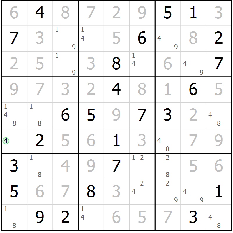 Position des candidats pour la solution de la Gr 35 page 38 du magazine de sudoku Virtuose n° 116