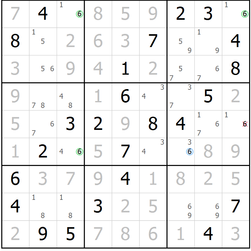 Position des candidats pour la solution de la Gr 37 page 40 du magazine de sudoku Virtuose n° 116