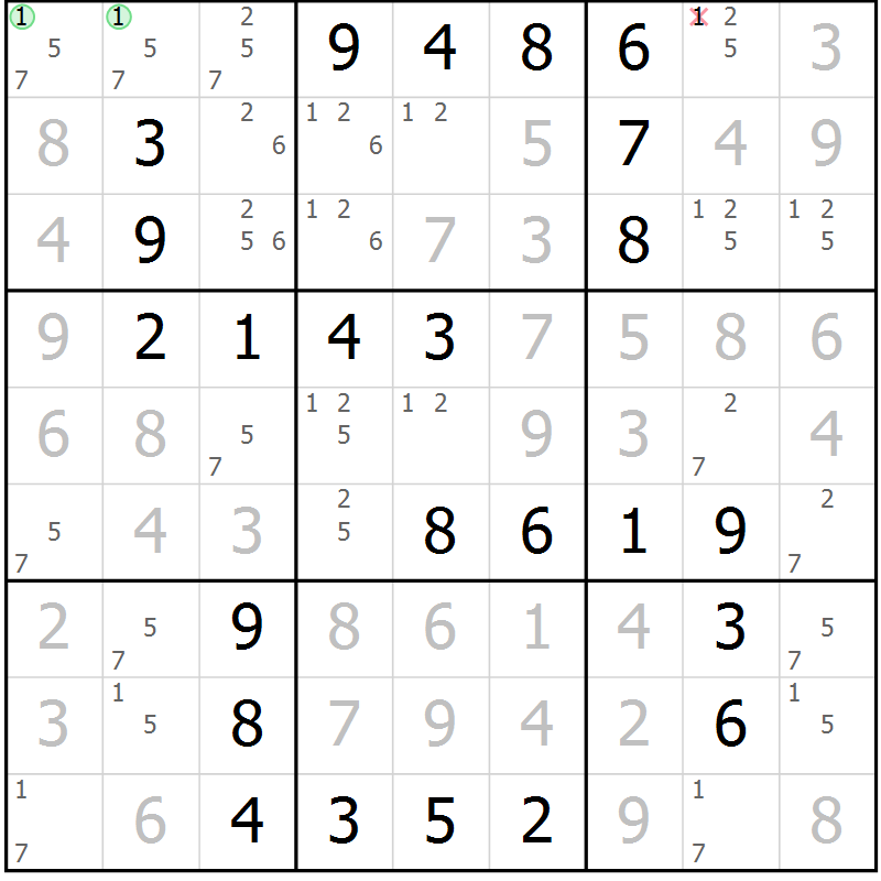 Position des candidats pour la solution de la Gr 38 page 41 du magazine de sudoku Virtuose n° 116