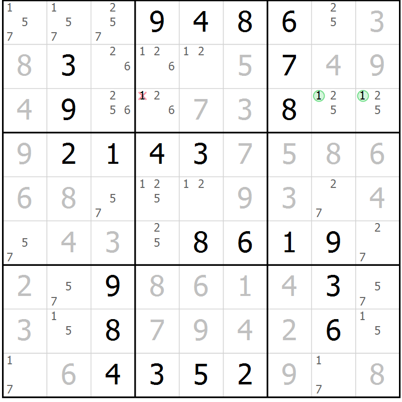 Position des candidats pour la solution de la Gr 38 page 41 du magazine de sudoku Virtuose n° 116