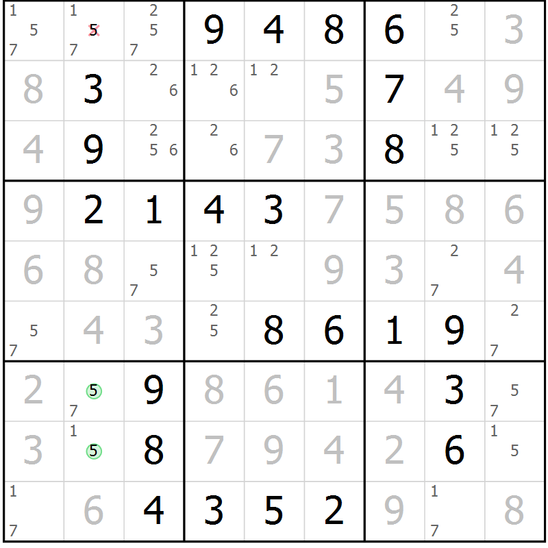 Position des candidats pour la solution de la Gr 38 page 41 du magazine de sudoku Virtuose n° 116