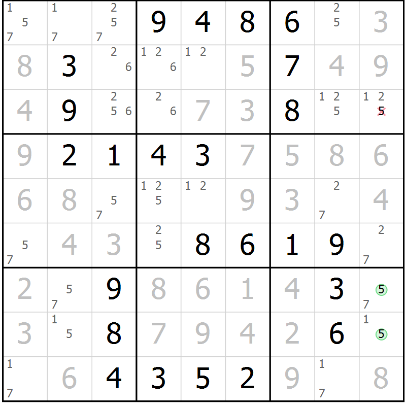 Position des candidats pour la solution de la Gr 38 page 41 du magazine de sudoku Virtuose n° 116