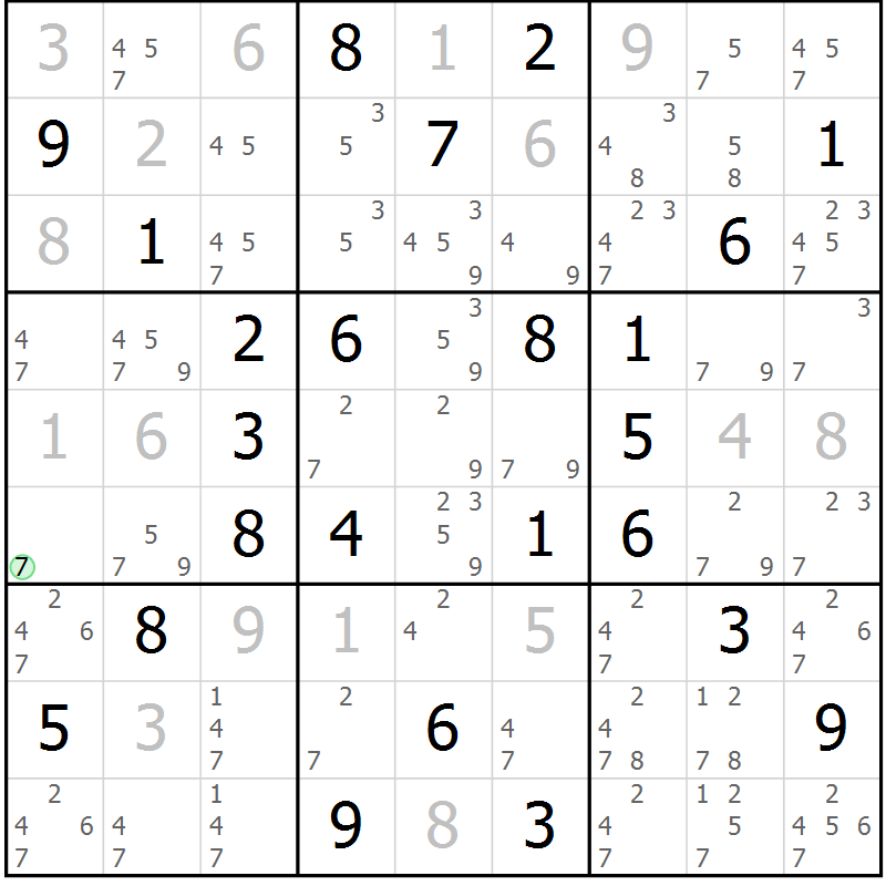 Position des candidats pour la solution de la Gr 39 page 42 du magazine de sudoku Virtuose n° 116