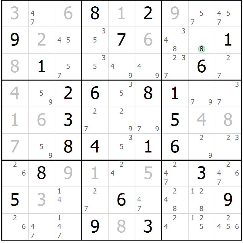 Position des candidats pour la solution de la Gr 39 page 42 du magazine de sudoku Virtuose n° 116