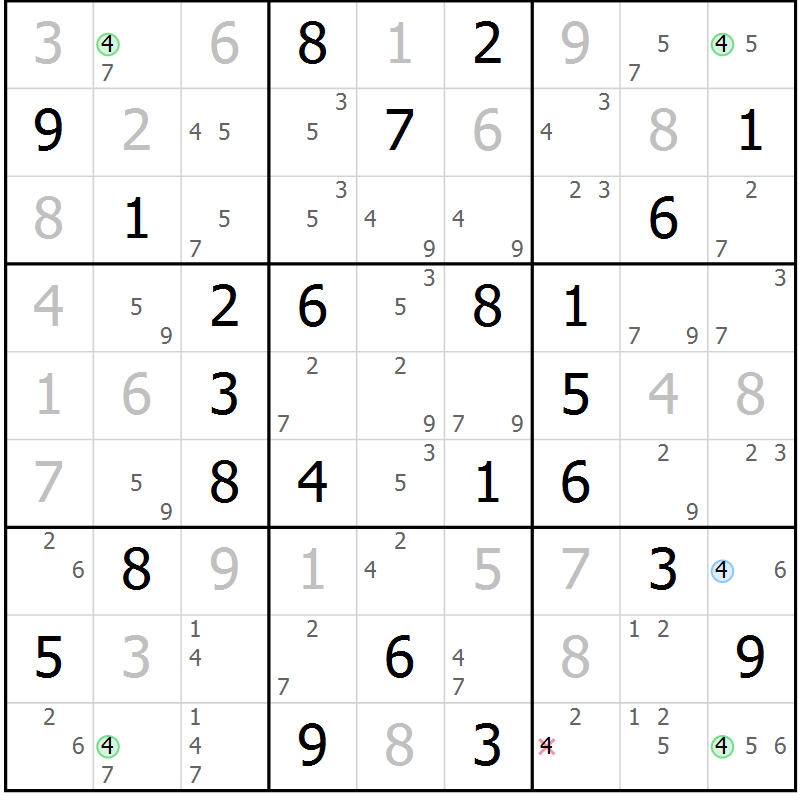 Position des candidats pour la solution de la Gr 39 page 42 du magazine de sudoku Virtuose n° 116