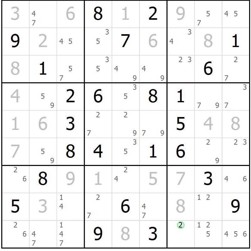 Position des candidats pour la solution de la Gr 39 page 42 du magazine de sudoku Virtuose n° 116