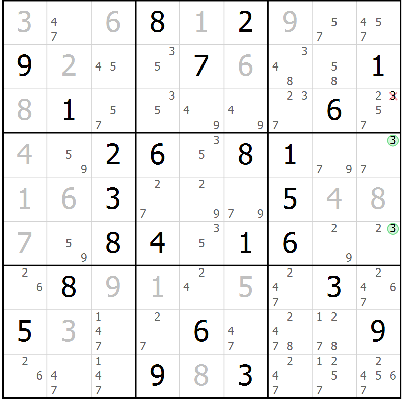Position des candidats pour la solution de la Gr 39 page 42 du magazine de sudoku Virtuose n° 116