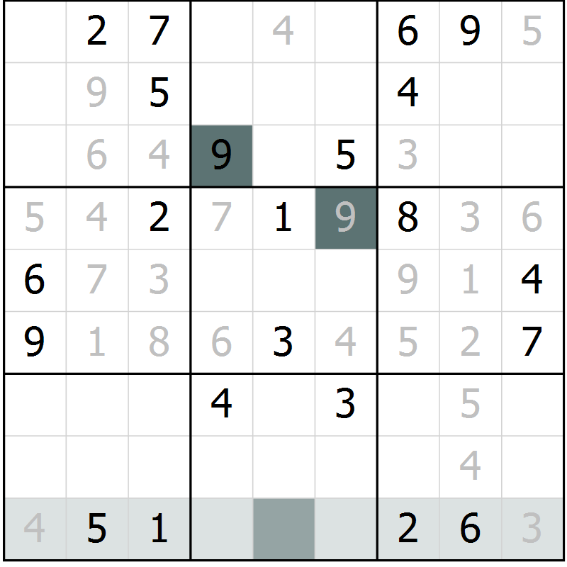 Position des candidats pour la solution de la Gr 4 page 7 du magazine de sudoku Virtuose n° 116