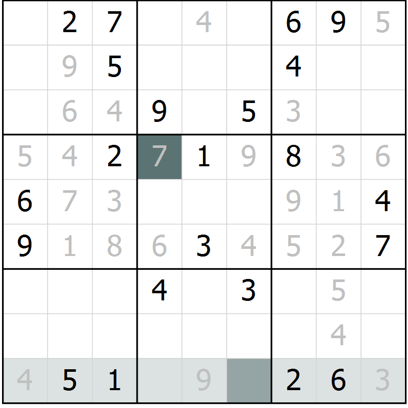 Position des candidats pour la solution de la Gr 4 page 7 du magazine de sudoku Virtuose n° 116