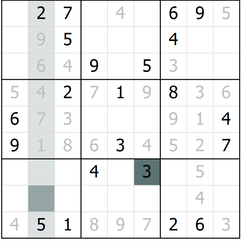 Position des candidats pour la solution de la Gr 4 page 7 du magazine de sudoku Virtuose n° 116