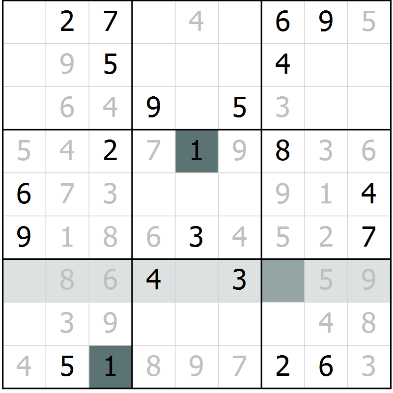Position des candidats pour la solution de la Gr 4 page 7 du magazine de sudoku Virtuose n° 116