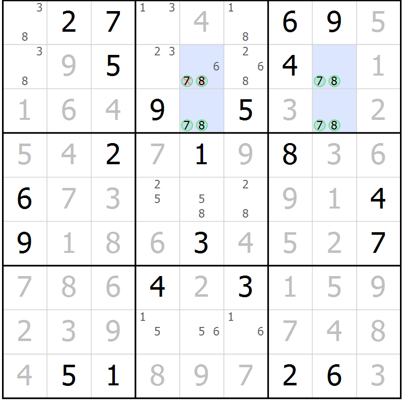 Position des candidats pour la solution de la Gr 4 page 7 du magazine de sudoku Virtuose n° 116