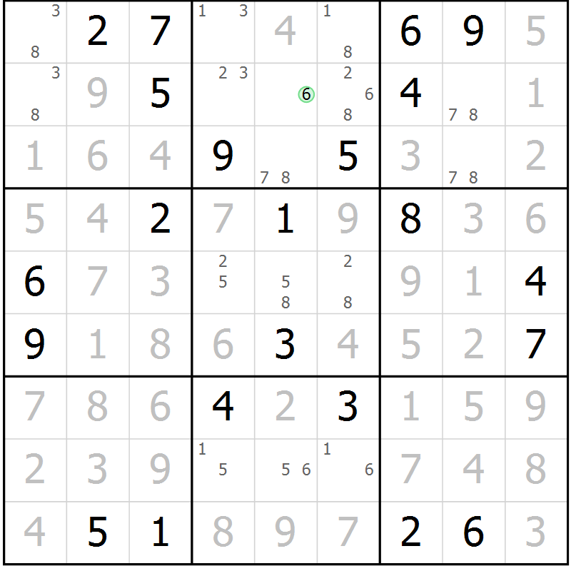 Position des candidats pour la solution de la Gr 4 page 7 du magazine de sudoku Virtuose n° 116