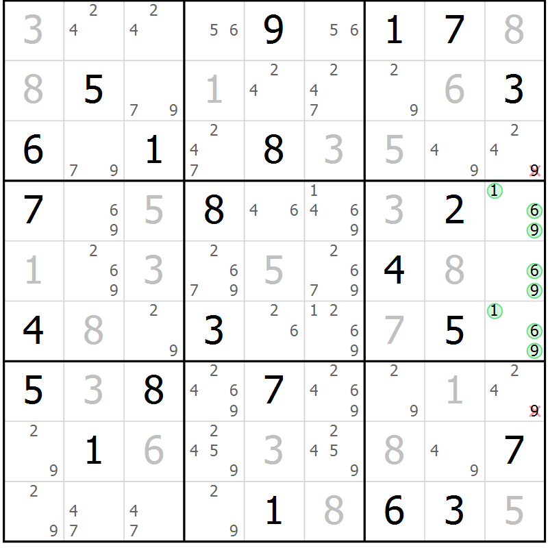 Position des candidats pour la solution de la Gr 41 page 44 du magazine de sudoku Virtuose n° 116