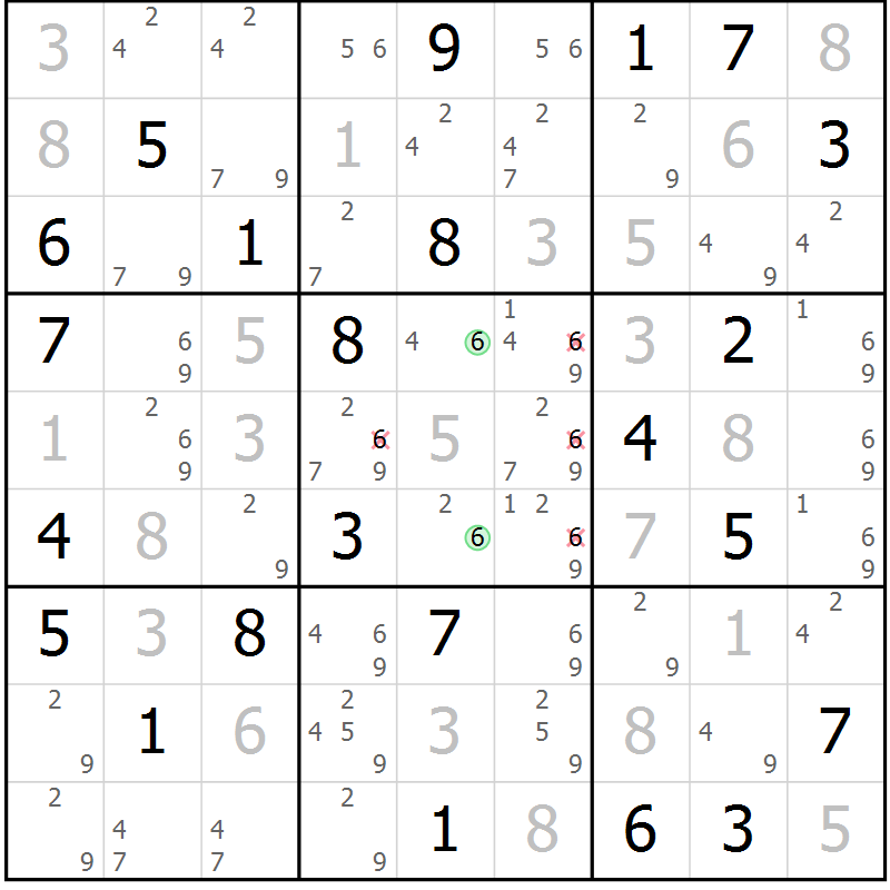Position des candidats pour la solution de la Gr 41 page 44 du magazine de sudoku Virtuose n° 116