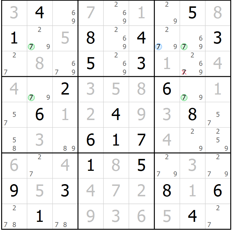 Position des candidats pour la solution de la Gr 47 page 50 du magazine de sudoku Virtuose n° 116