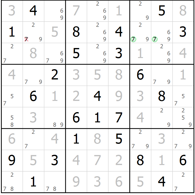 Position des candidats pour la solution de la Gr 47 page 50 du magazine de sudoku Virtuose n° 116
