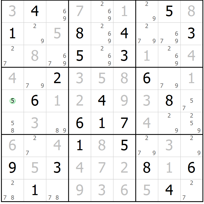 Position des candidats pour la solution de la Gr 47 page 50 du magazine de sudoku Virtuose n° 116