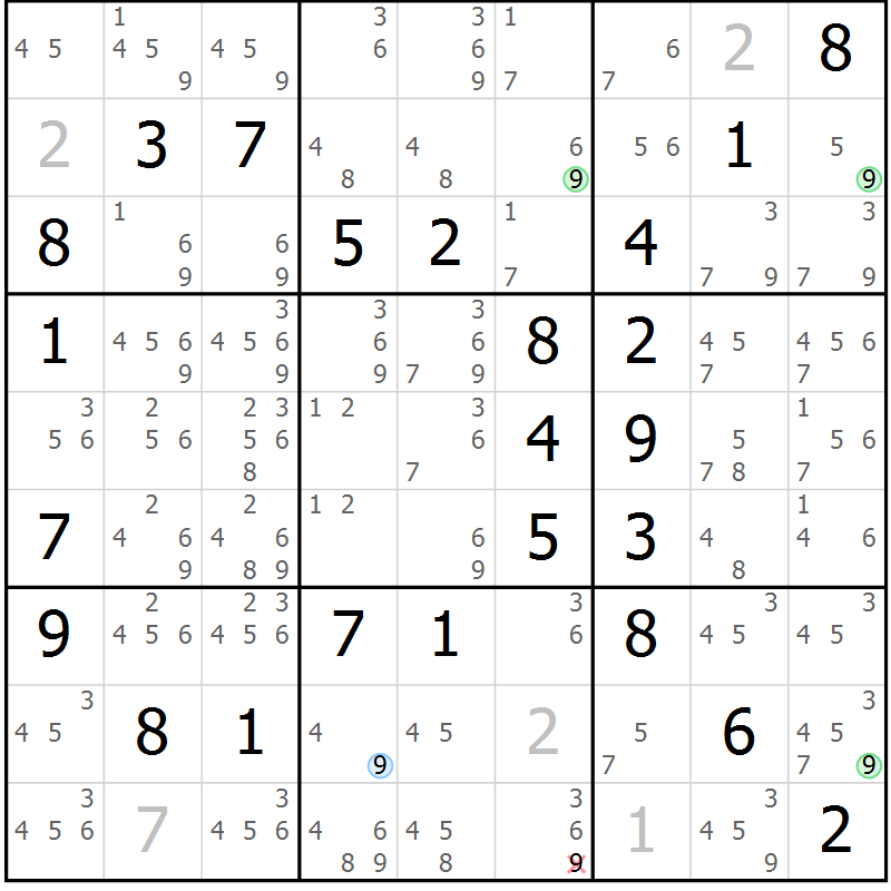 Position des candidats pour la solution de la Gr 48 page 51 du magazine de sudoku Virtuose n° 116