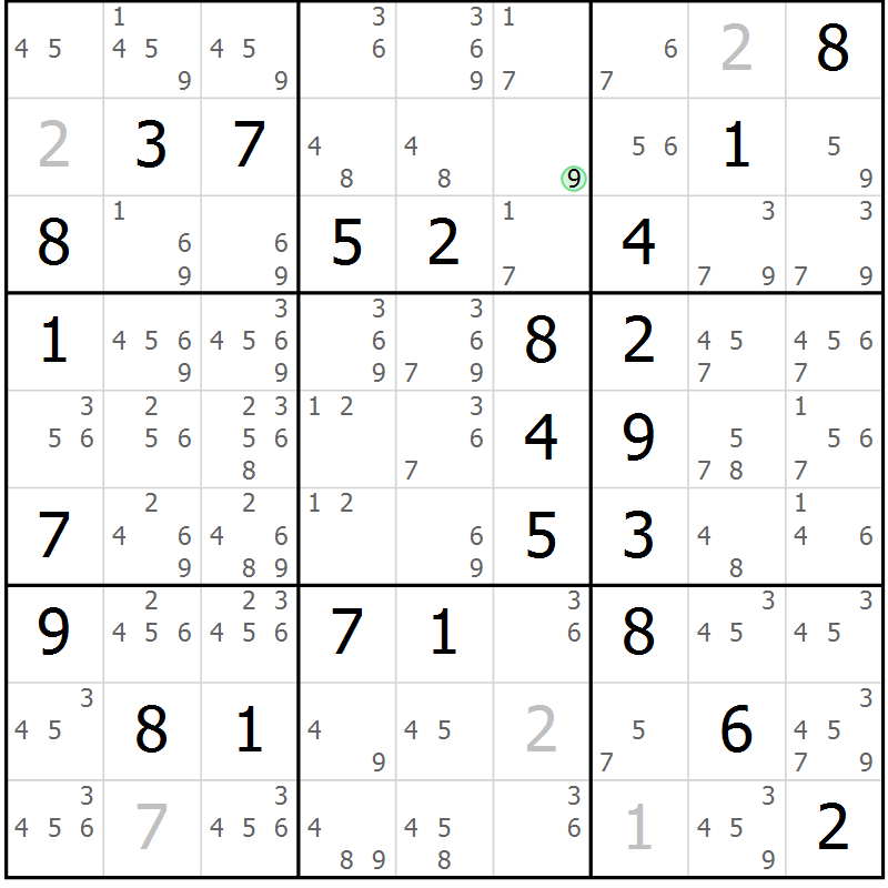 Position des candidats pour la solution de la Gr 48 page 51 du magazine de sudoku Virtuose n° 116