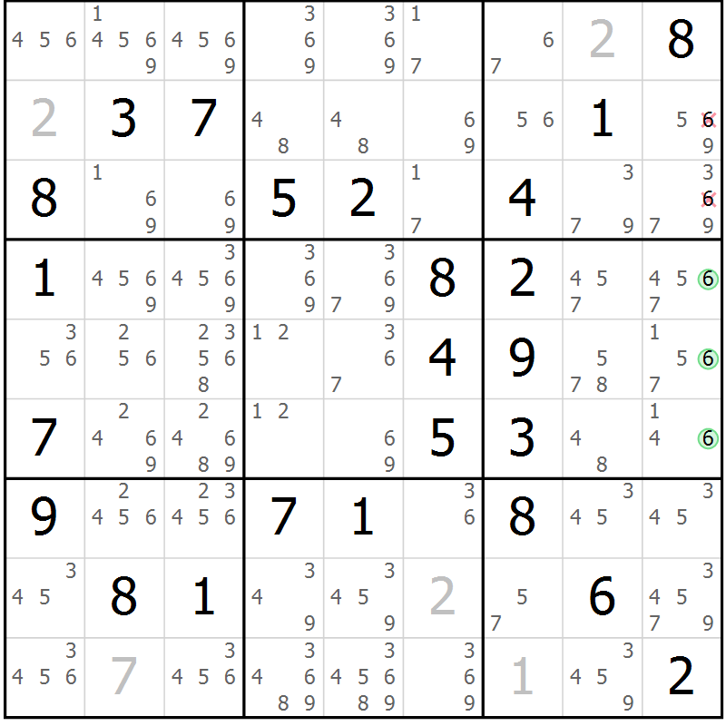 Position des candidats pour la solution de la Gr 48 page 51 du magazine de sudoku Virtuose n° 116