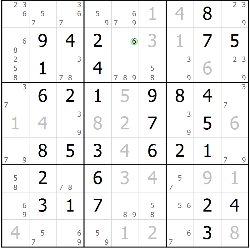 Position des candidats pour la solution de la Gr 49 page 52 du magazine de sudoku Virtuose n° 116