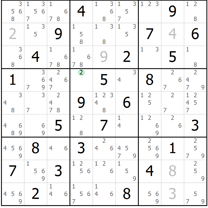 Position des candidats pour la solution de la Gr 50 page 53 du magazine de sudoku Virtuose n° 116