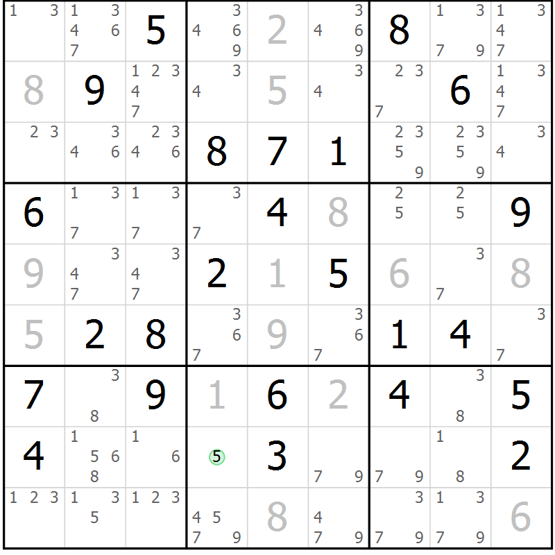 Position des candidats pour la solution de la Gr 51 page 54 du magazine de sudoku Virtuose n° 116