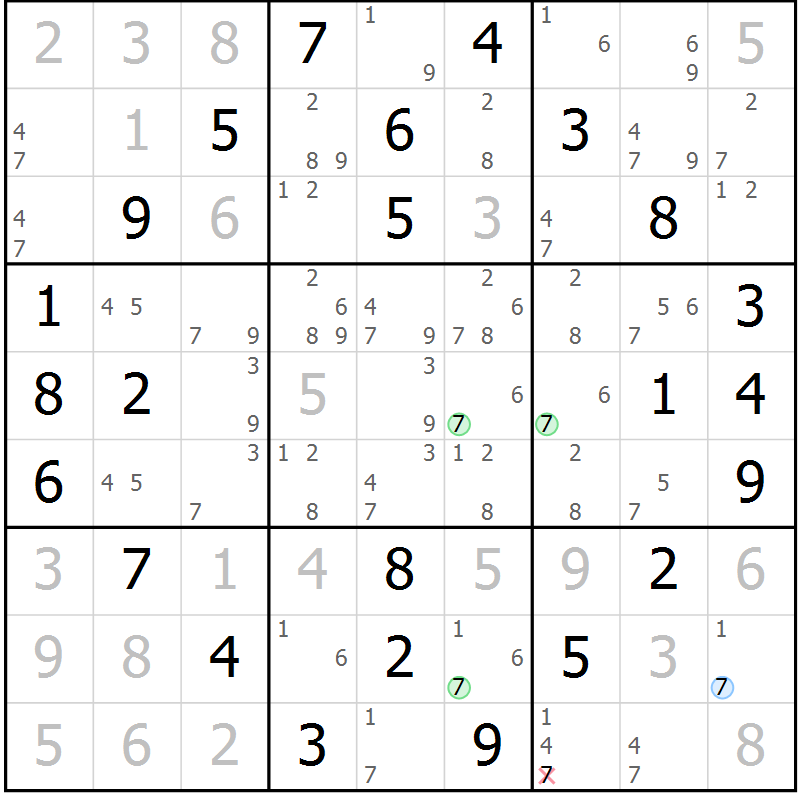 Position des candidats pour la solution de la Gr 54 page 57 du magazine de sudoku Virtuose n° 116