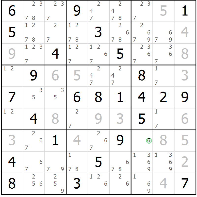 Position des candidats pour la solution de la Gr 56 page 59 du magazine de sudoku Virtuose n° 116