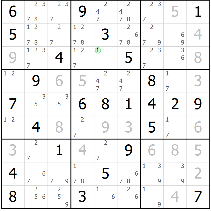 Position des candidats pour la solution de la Gr 56 page 59 du magazine de sudoku Virtuose n° 116