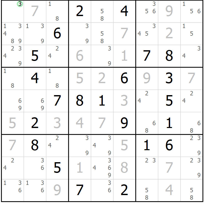 Position des candidats pour la solution de la Gr 59 page 62 du magazine de sudoku Virtuose n° 116