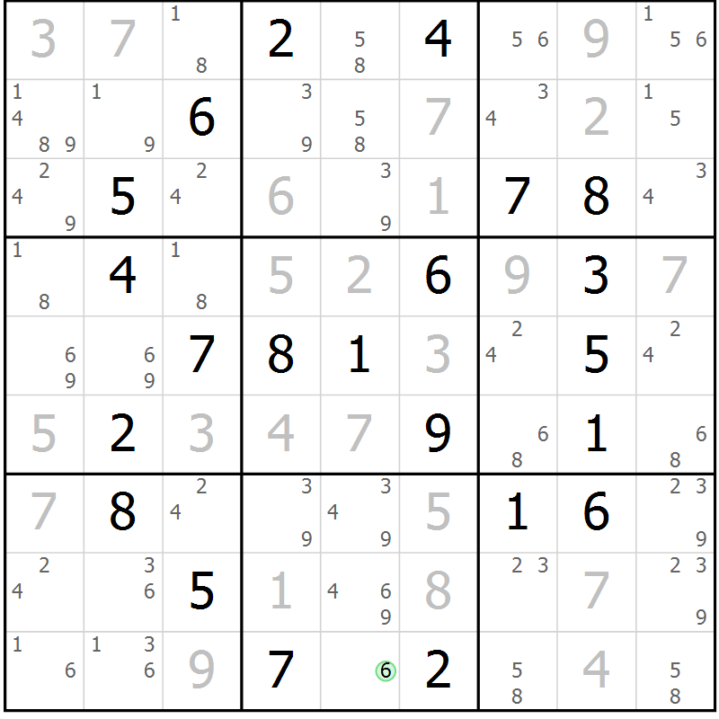 Position des candidats pour la solution de la Gr 59 page 62 du magazine de sudoku Virtuose n° 116