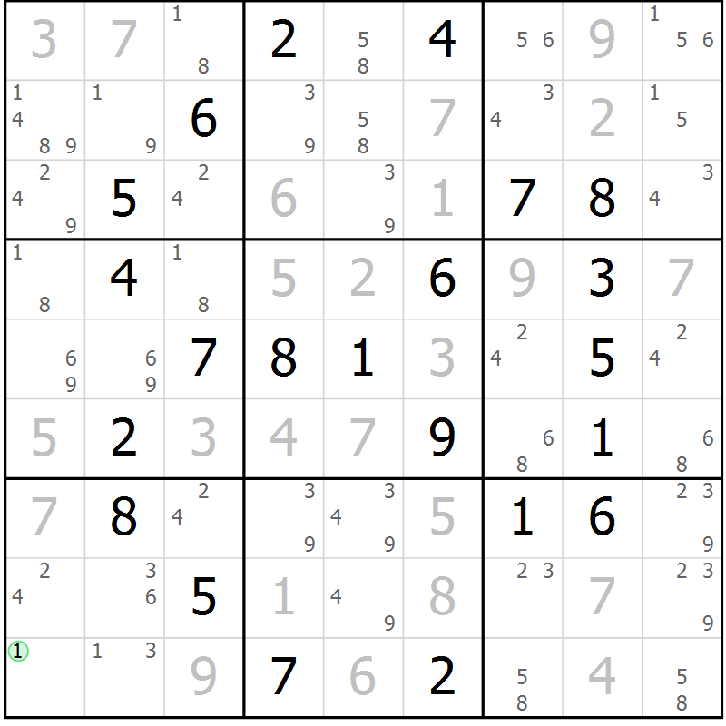 Position des candidats pour la solution de la Gr 59 page 62 du magazine de sudoku Virtuose n° 116