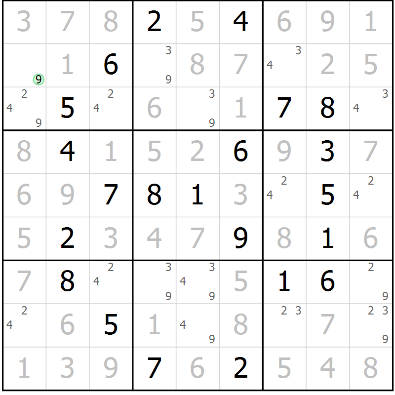 Position des candidats pour la solution de la Gr 59 page 62 du magazine de sudoku Virtuose n° 116