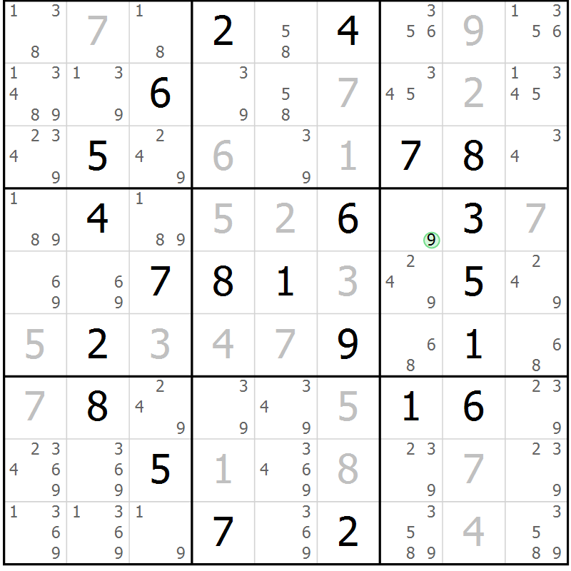 Position des candidats pour la solution de la Gr 59 page 62 du magazine de sudoku Virtuose n° 116